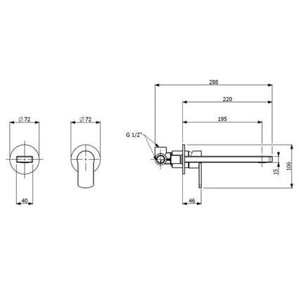 Μπαταρία νιπτήρος εντοιχισμού χωρίς ροζέτα Glam Black
